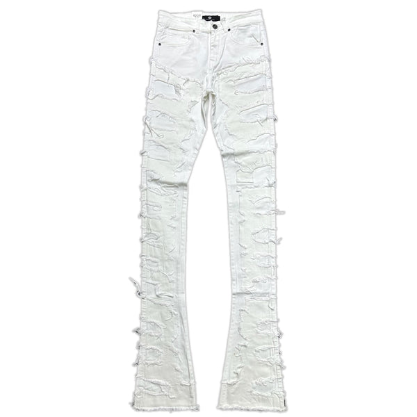 Focus Denim (White Super Skinny Flared Stacked Jean)