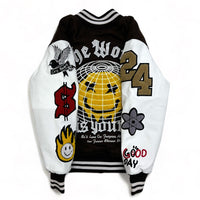 focus (kids brown "The world is yours varsity jacket)