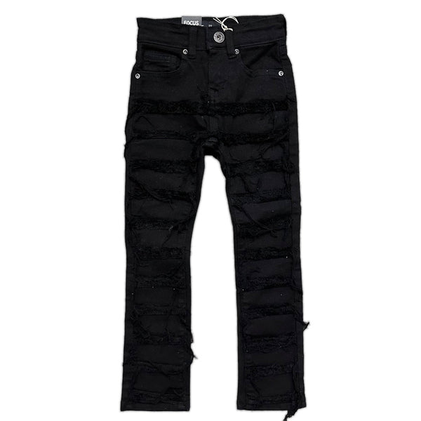 Focus (kids black flare skinny stacked jean)