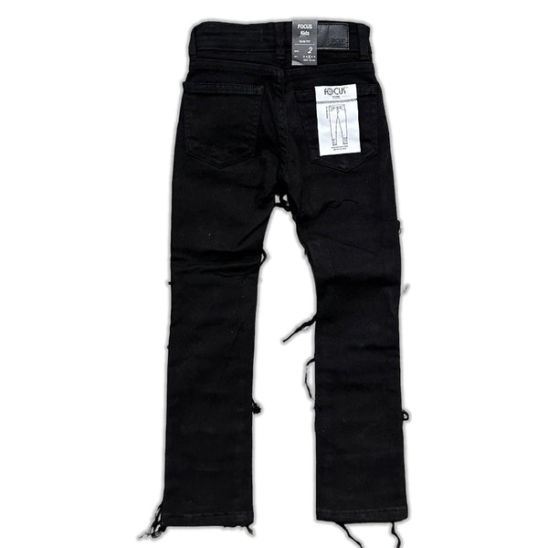 Focus (kids black flare skinny stacked jean)