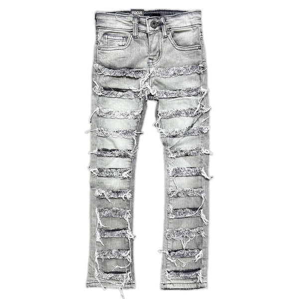 Focus (kids grey flare skinny stacked jean) loop