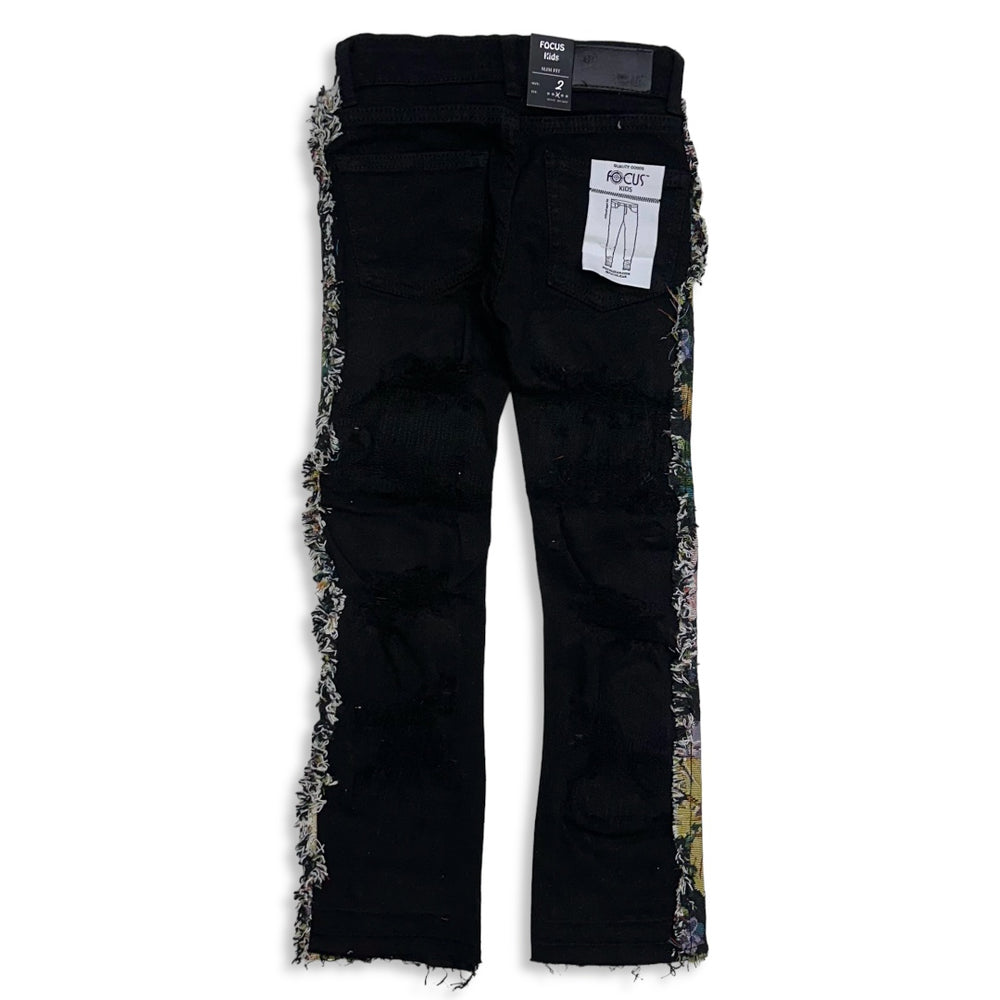 Focus Denim (kids Black floral flare stacked cut jean) – Vip Focus Denim (kids Black floral flare stacked cut jean) – Vip