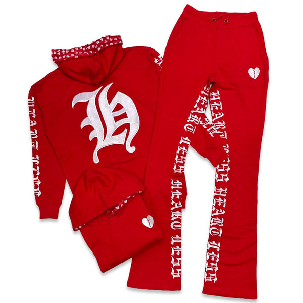 Focus (Red/white "heartless stacked jogging set)