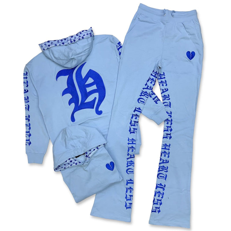 Focus (Sky blue/blue "heartless stacked jogging set)