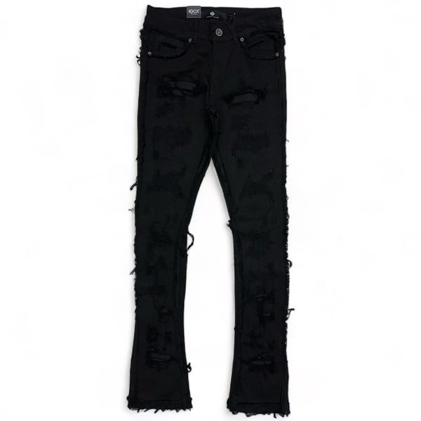 Focus denim (Black frayed stitch stacked jean)