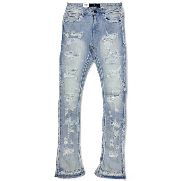 Focus denim (Blue wash frayed stitch stacked jean)