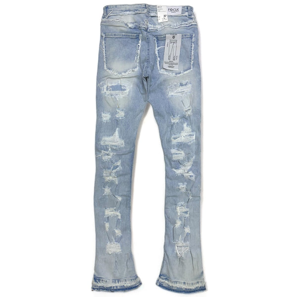 Focus denim (Blue wash frayed stitch stacked jean)