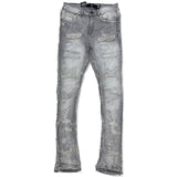Focus denim (Grey wash frayed stitch stacked jean)