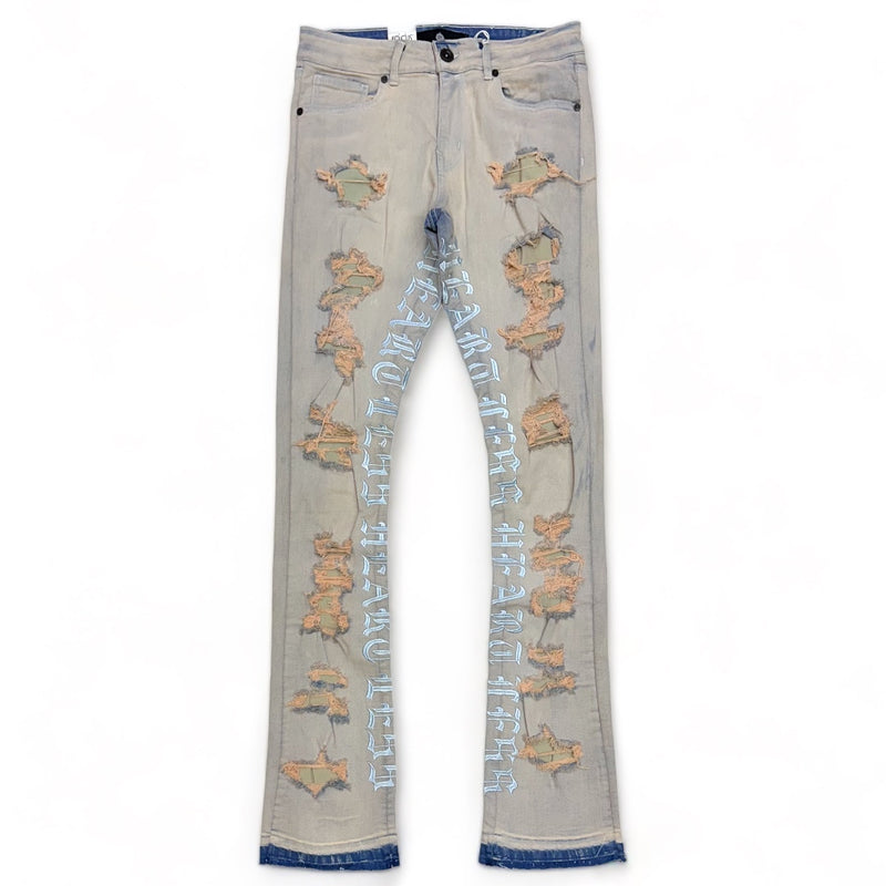 focus denim (tan /baby blue skinny "heartless stacked jean)