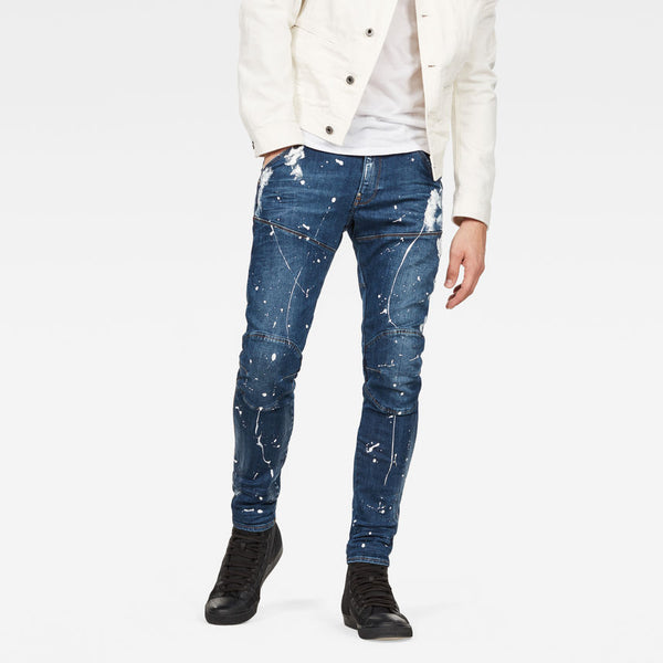 G-Star (Blue Men's 5620 Slim-fit Paint-splatter Jean)