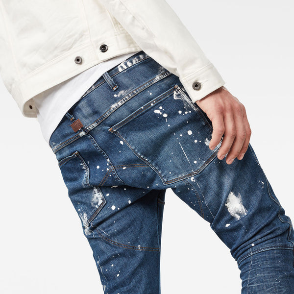 G-Star (Blue Men's 5620 Slim-fit Paint-splatter Jean)