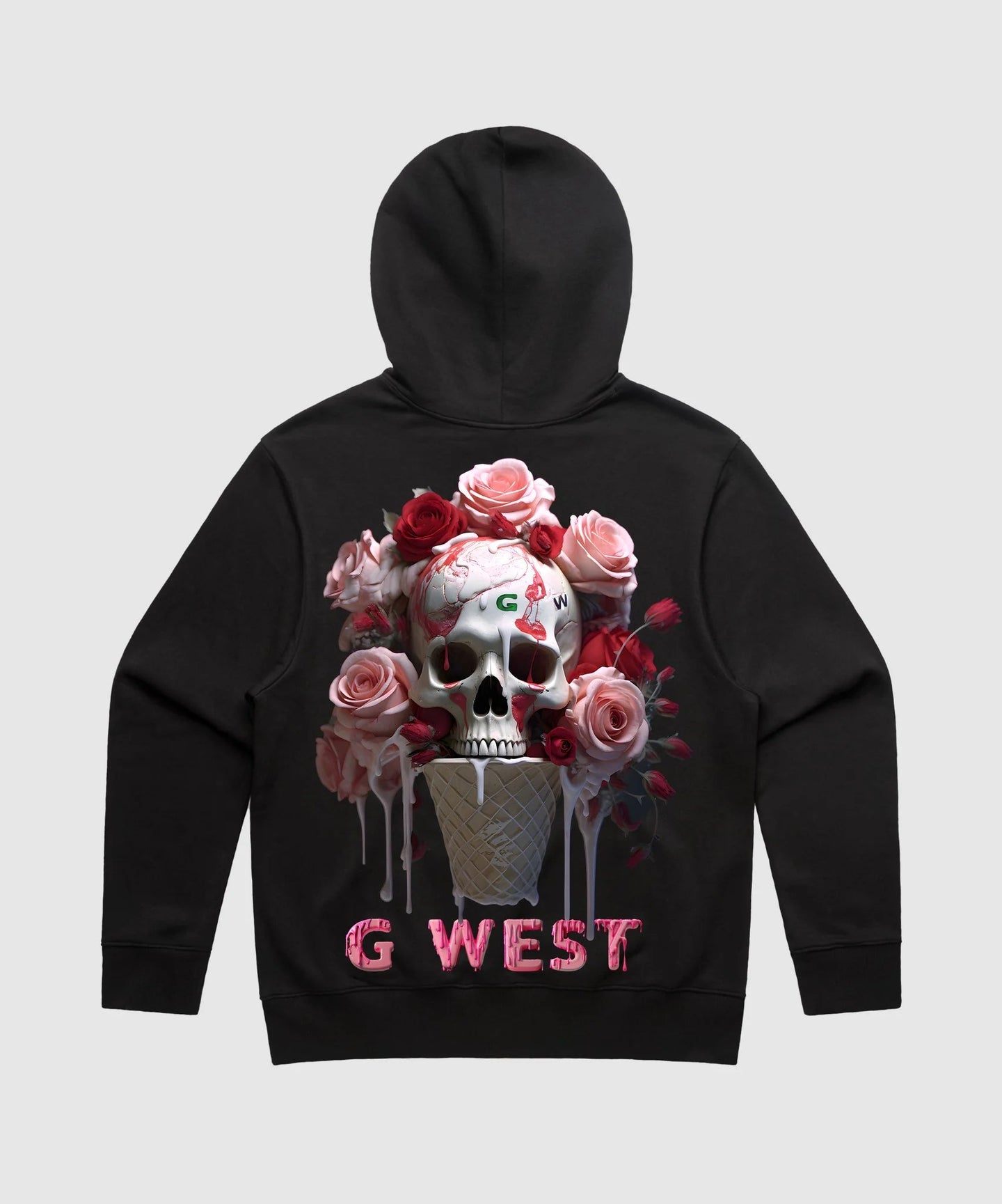 G West Men's Black Ice Cream Skull Hoodie