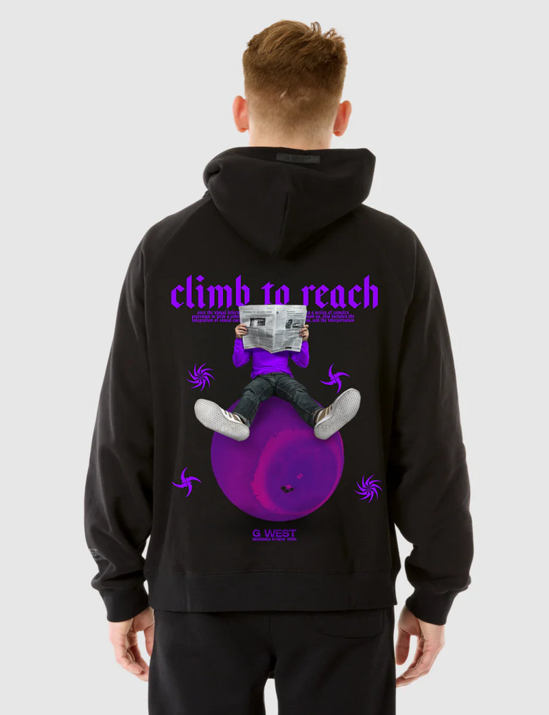 G West (Black Newspaper "Climb to reach" Hoodie)