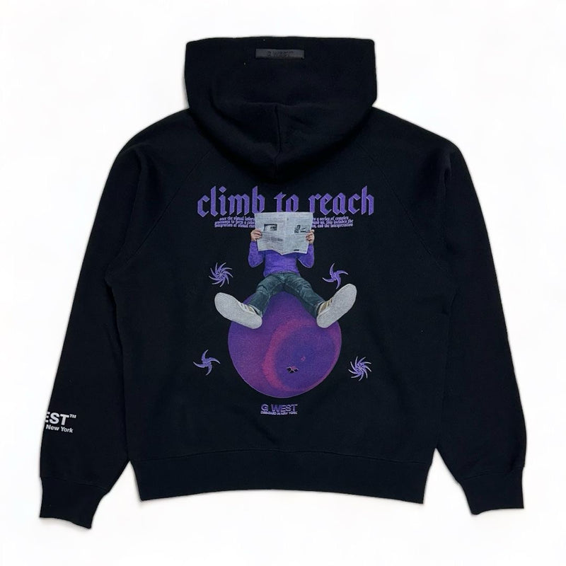 G West (Black Newspaper "Climb to reach" Hoodie)