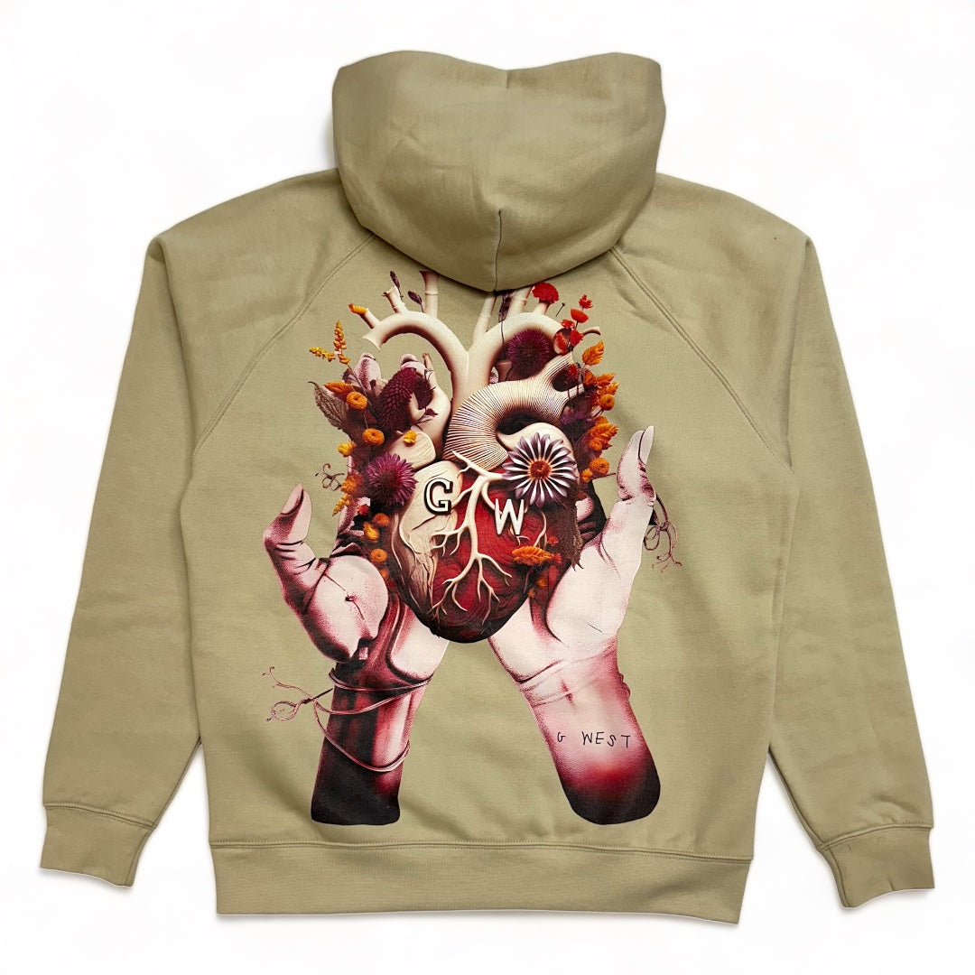 G west Men's Sand "flower heart hoodie