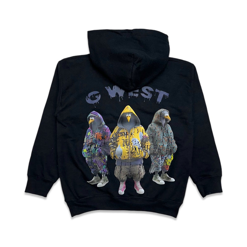 G West (Kids Black 3 pigeon hoodie)