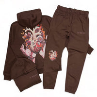 G West Men's Brown Flower heart Jogging Set