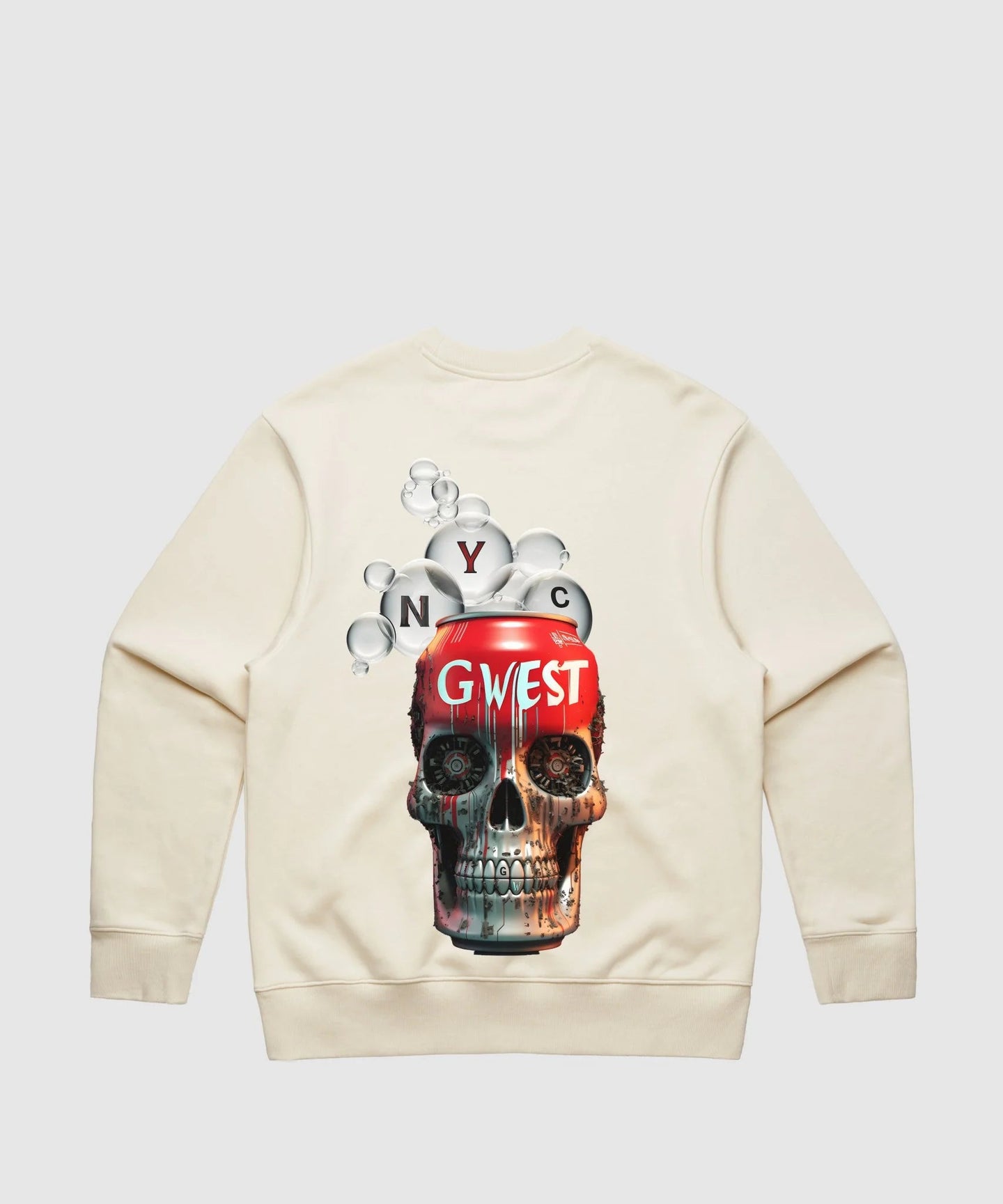 G west Men's Cream Nyc Coke Can Sweater