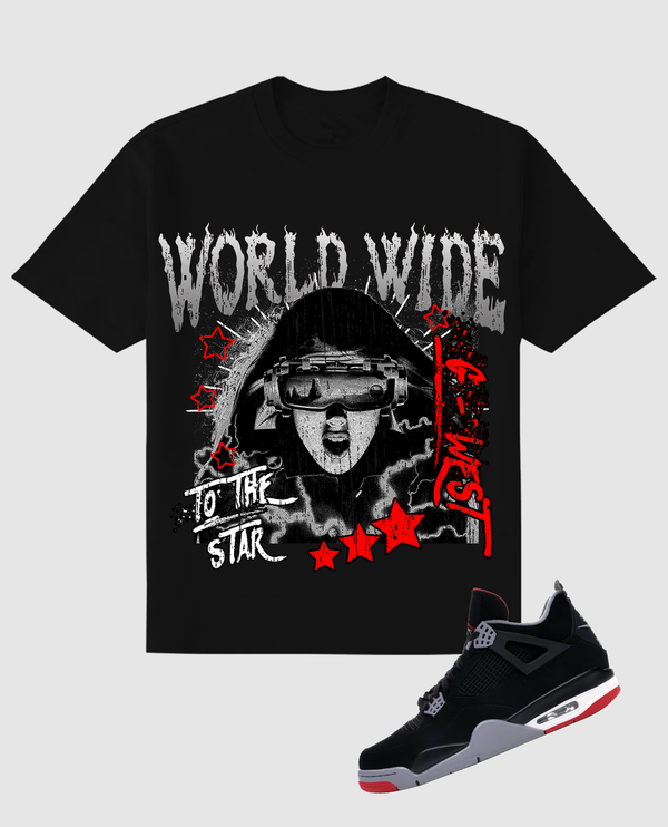 G west (Black/grey/white "Old world wide star heavy weight  t-shirt)