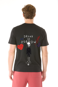 G west Men's black printed dunk in sorrow basic t-shirt