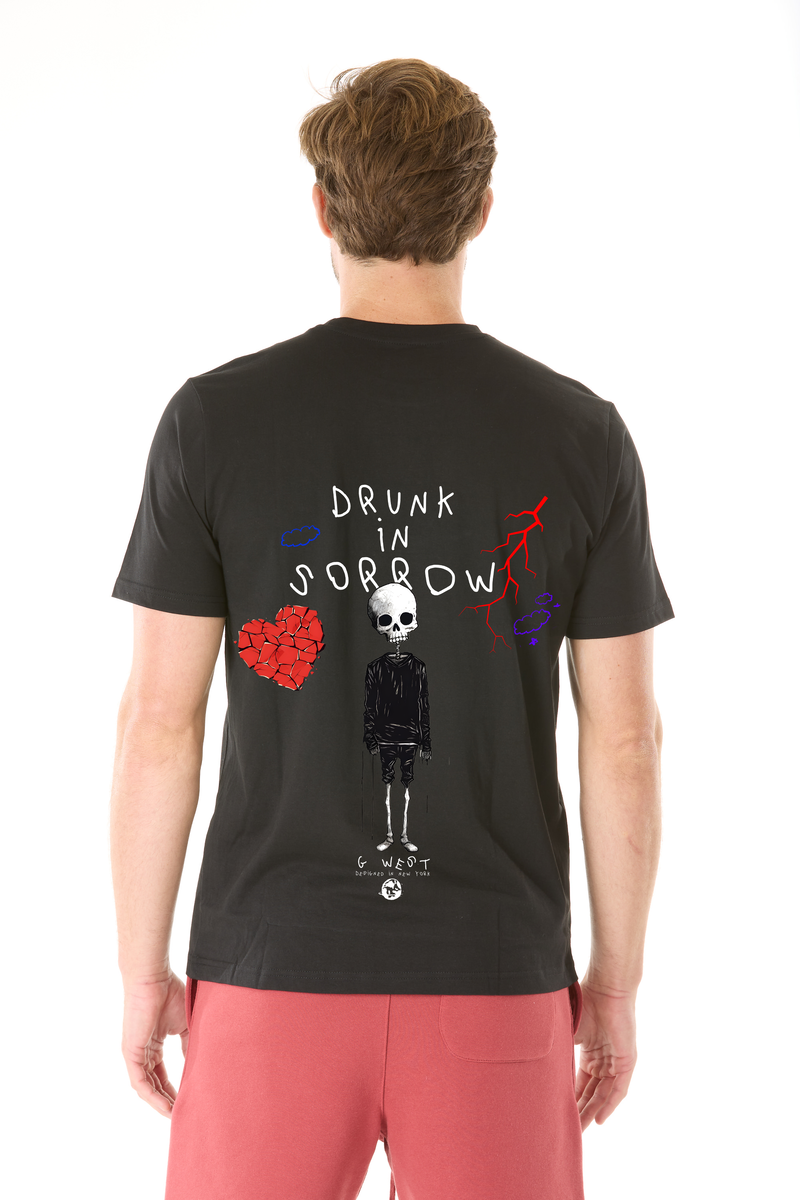 G west Men's black printed dunk in sorrow basic t-shirt