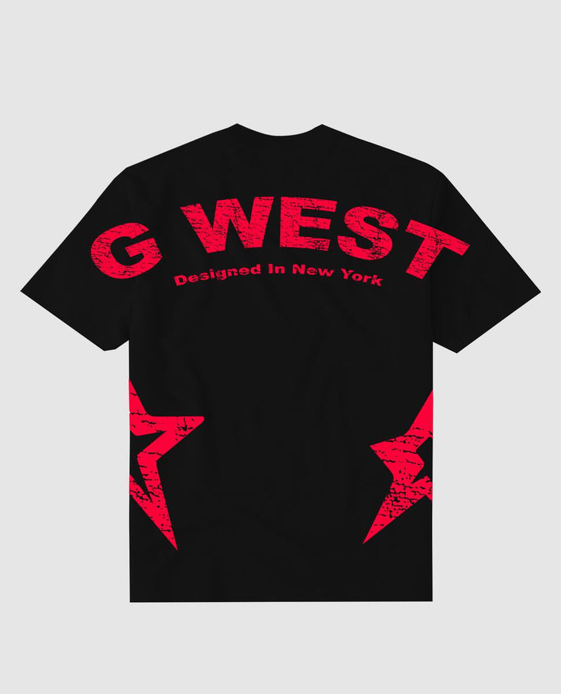 G west (Black /red arch logo heavy weight  t-shirt