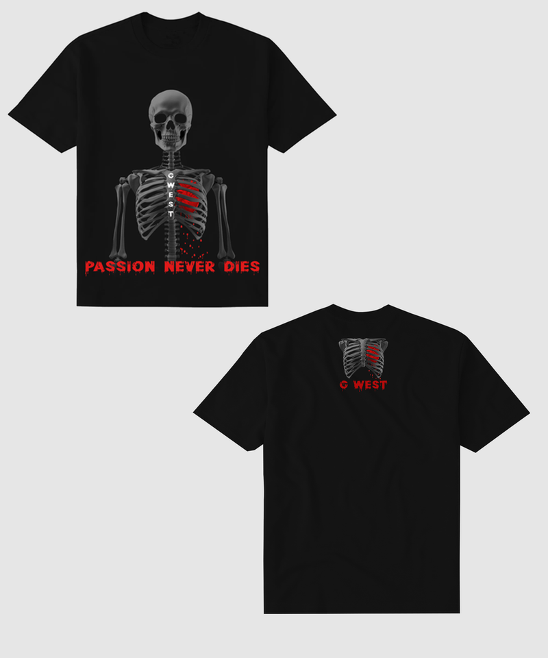 G west (Black/red  "passion never dies heavy weight t-shirt)