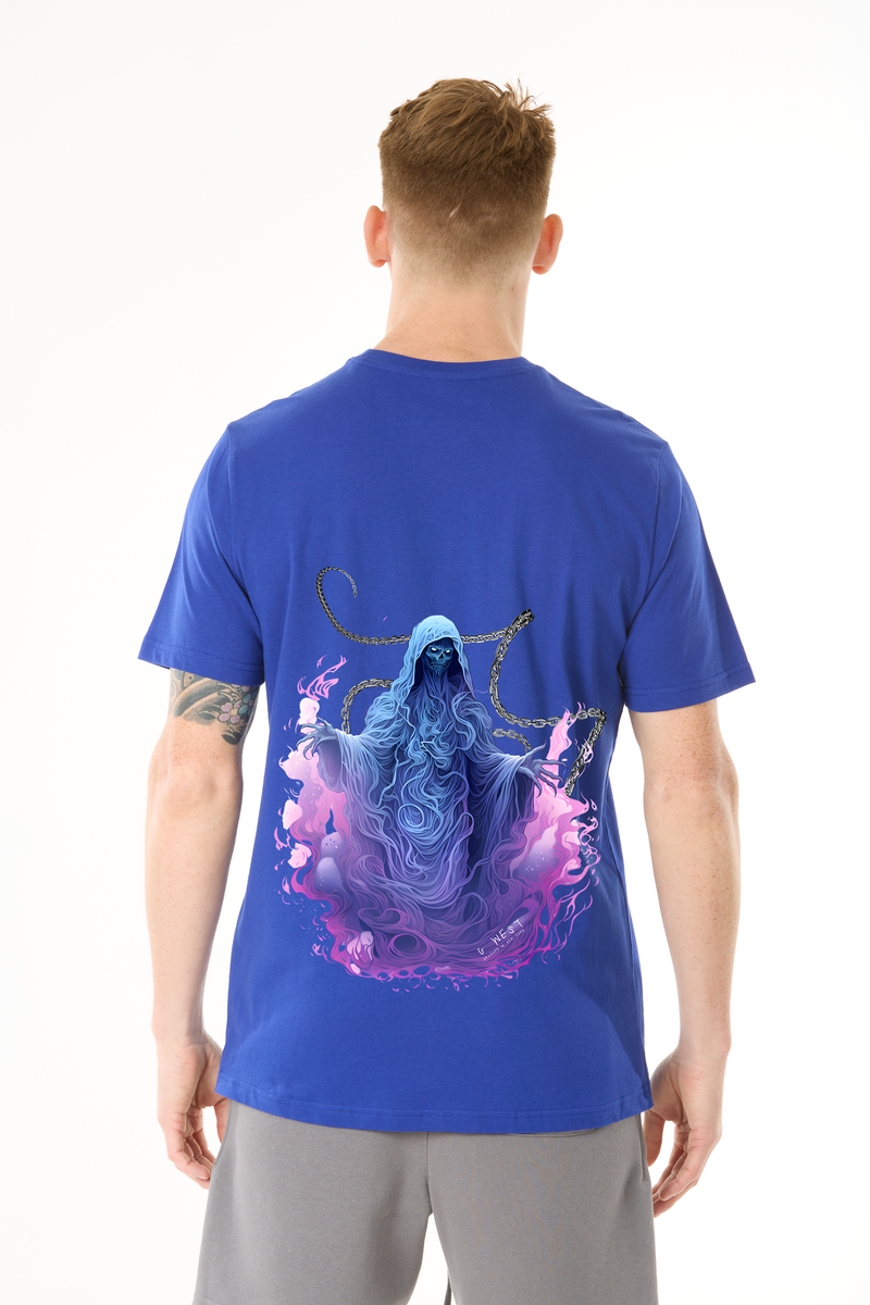 G West Men's Royal Blue Printed Purple Reaper T-Shirt