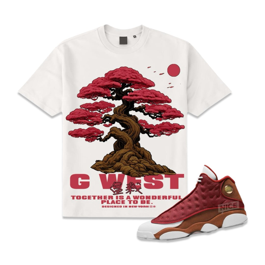 G west Men's white /red "bonsai t-shirt