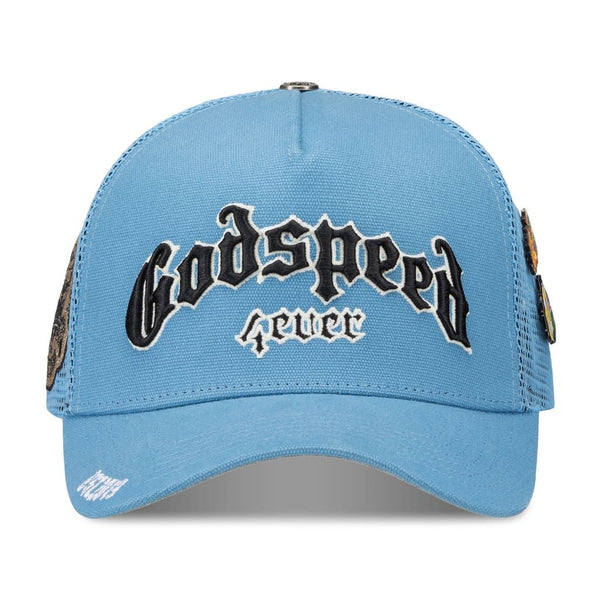 Godspeed (baby blue Gs forever trucker hat)