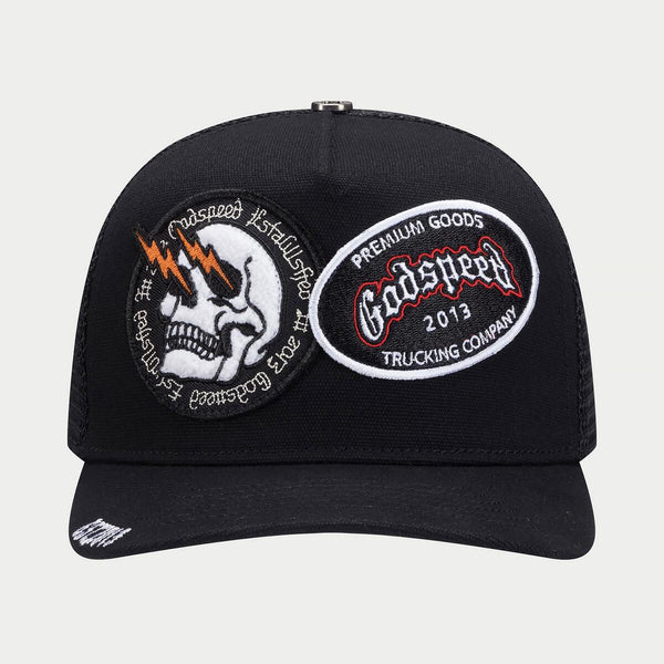 Godspeed Black og dual patch trucker hat