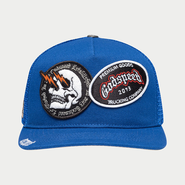 Godspeed Royal blue og dual patch trucker hat