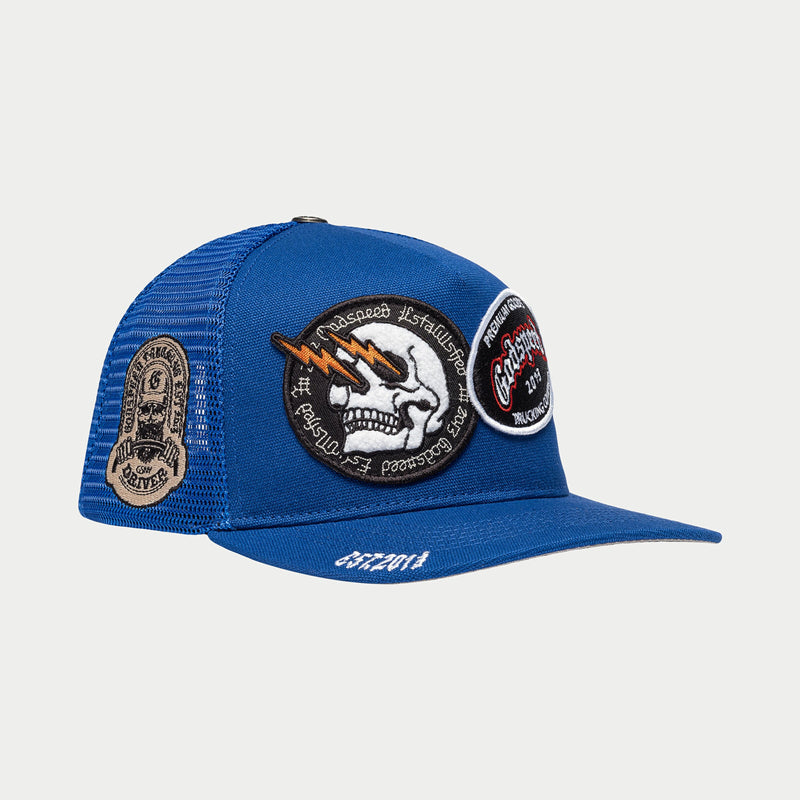 Godspeed Royal blue og dual patch trucker hat