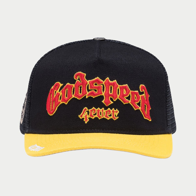 Godspeed yellow/red Gs forever trucker hat