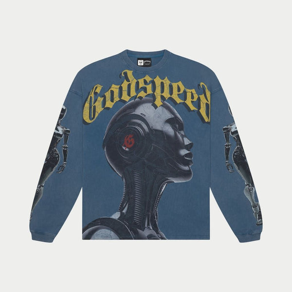 Godspeed (True blue wash Alexa Long Sleeve t-shirt)