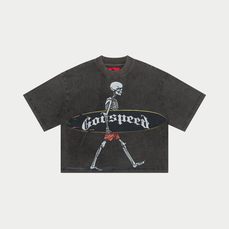 Godspeed (Grey wash "surf day cropped  t-shirt)