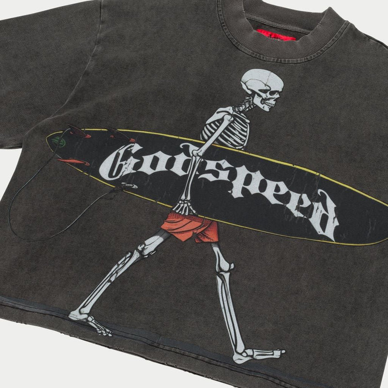 Godspeed (Grey wash "surf day cropped  t-shirt)