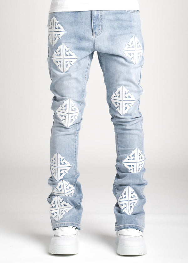 Guapi (Men's Aqua Blue Icon Stacked Jeans)
