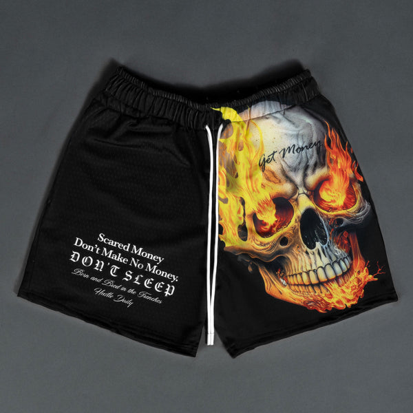 Hasta Muerte Black sacred money burning skull Short