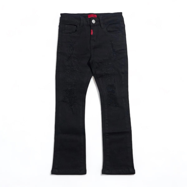 Haus Jr (kids black clyson stacked denim jean -105)