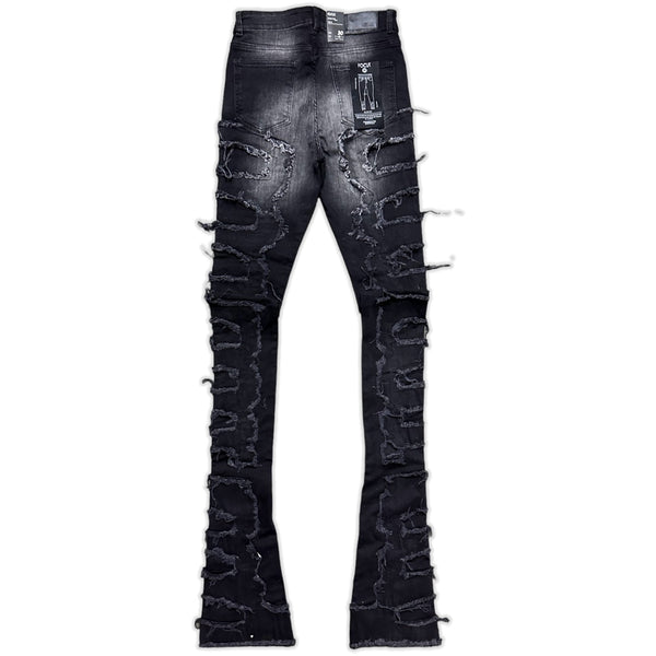 Focus Denim (grey/ black wash  Super Skinny Flared Stacked Jean)