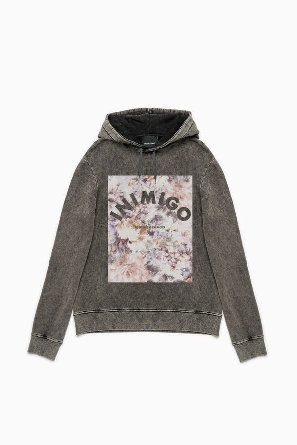 Inimigio (Black abstract flowers print comfort hoodie)