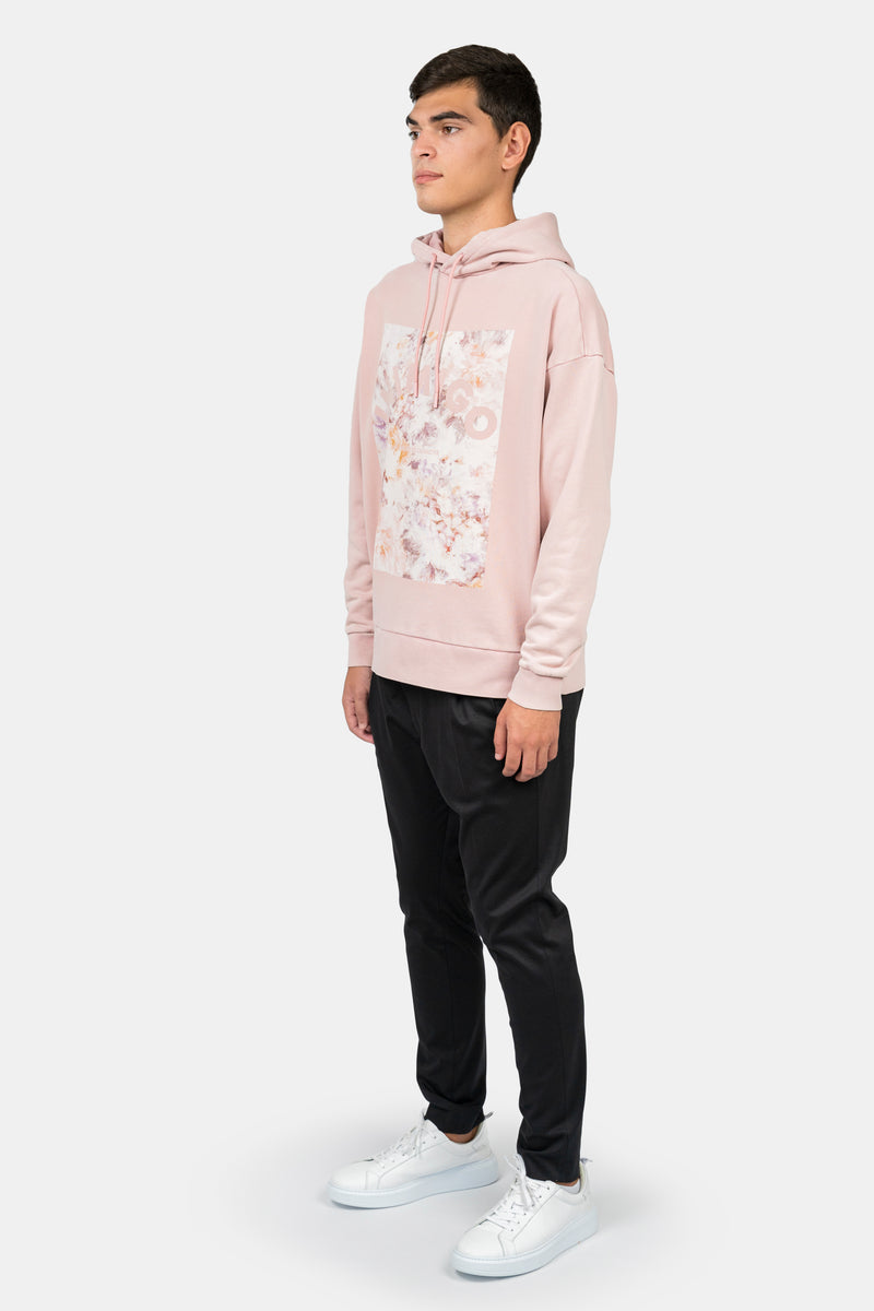 Inimigio (Rose tan abstract flowers print comfort hoodie)