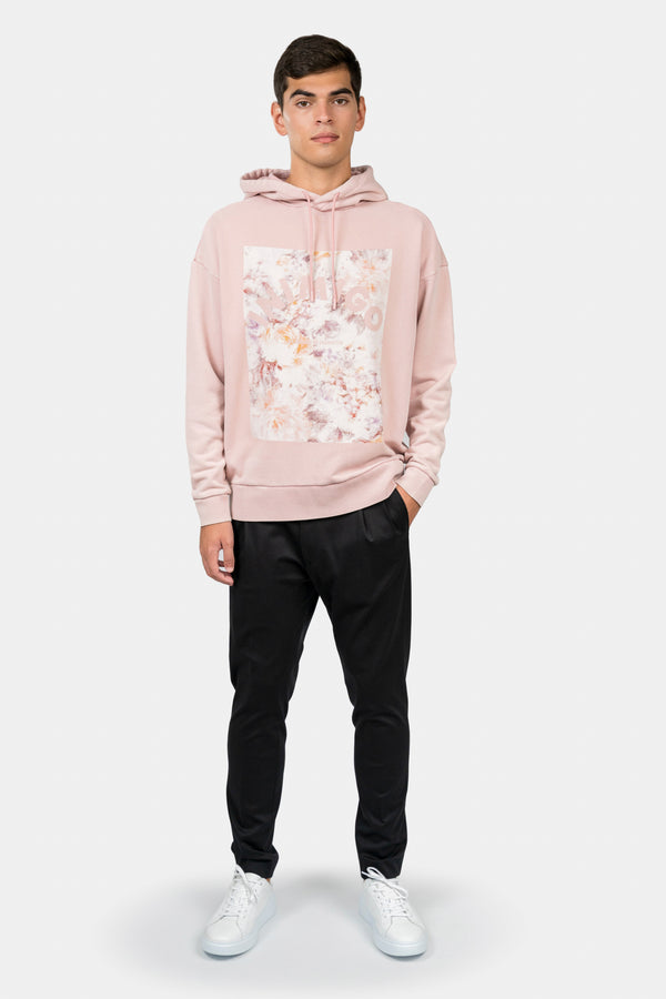 Inimigio (Rose tan abstract flowers print comfort hoodie)