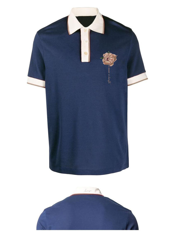 Inimigo (Midnight Blue Pink Flower Polo)