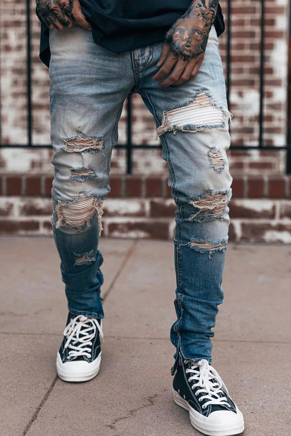 Kdnk (Faded Blue Smoked Zip Jean)