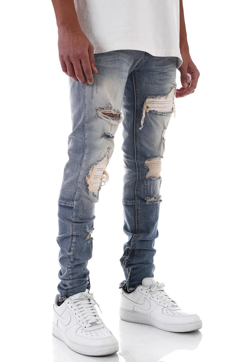 Kdnk (Faded Blue Smoked Zip Jean)