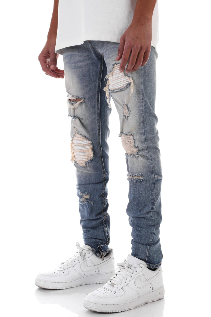 Kdnk (Faded Blue Smoked Zip Jean)