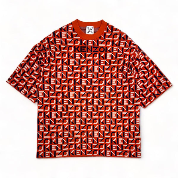 即決 KENZO GOLF ケンゾー ウール ニット 総柄 1 S〜M 美品