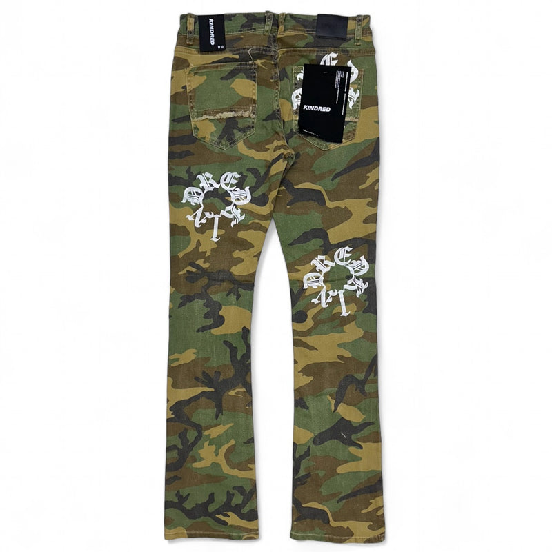 Kindred (Men’s Green Camo round lettering Stacked Jean)